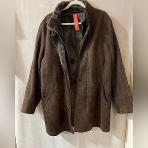 Men's Brown Leather Jacket with Fur Lining